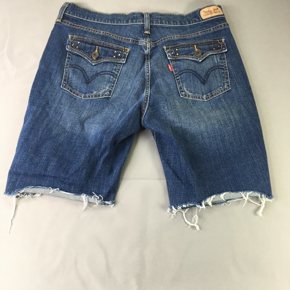 Levis 515 Cut Off Jean Short 12 Womens Dark Blue Denim Casual #1127 - Picture 2 of 11